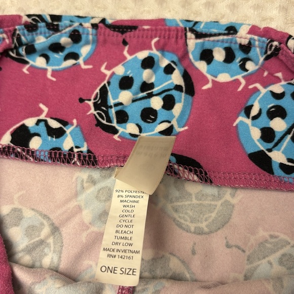 LuLaRoe OS One Size LADYBUG Leggings Pink Lilac Blue Black White - Picture 12 of 13